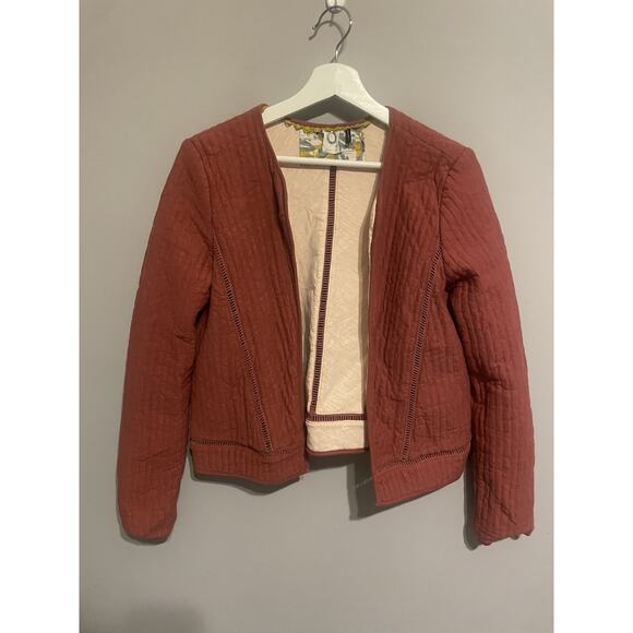ANTHROPOLOGIE Akemi & Kin Quilted Embroidered Trim‎ Cardigan Jacket Small - Picture 1 of 6